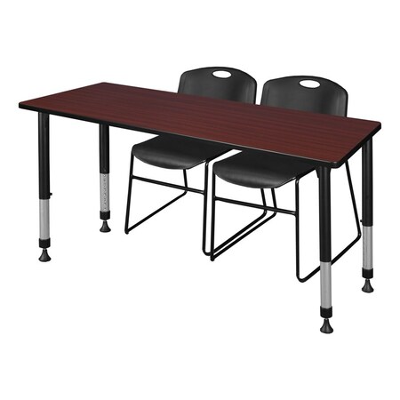 Regency Tables > Height Adjustable > Rectangular Table & Chair Sets, 66 W, 24 L, 23-34 H, Mahogany MT6624MHAPBK44BK